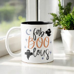 Tasse 2 Couleurs fab Boo lous Funny Ghost Womens Halloween<br><div class="desc">Son t-shirt d'Halloween féminin moderne est parfait pour la fille sorcière de votre vie. La chemise présente un graphique à main de sorcière. Le texte dit "fab Boo lous" dans une police élégante. Cette chemise est parfaite pour tous les événements d'Halloween, de l'astuce au costume. C'est aussi une excellente façon...</div>