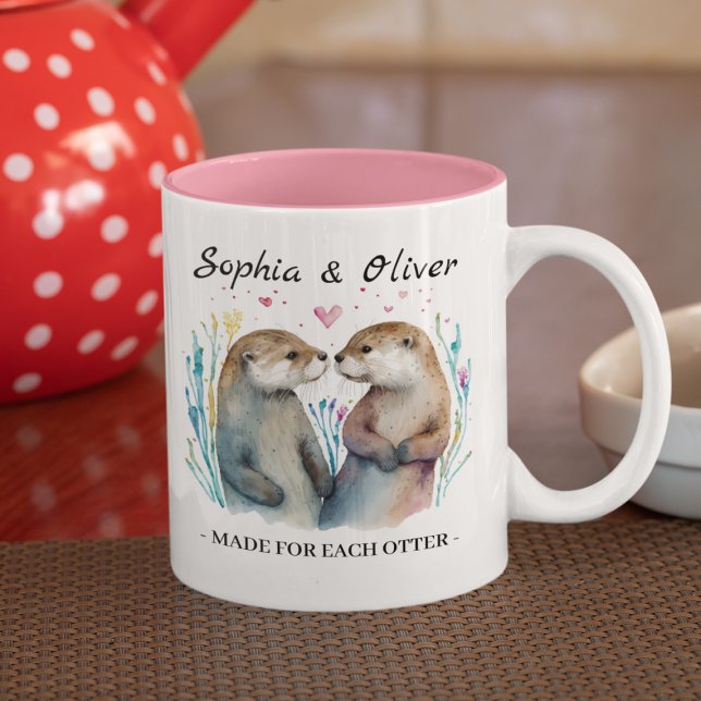 Tasse 2 Couleurs Fabriqué pour chaque Otter Love Valentine's Day (Créateur téléchargé)