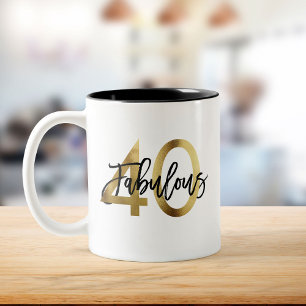 Tasse 2 Couleurs Fabuleux 40e Anniversaire d'or chic moderne