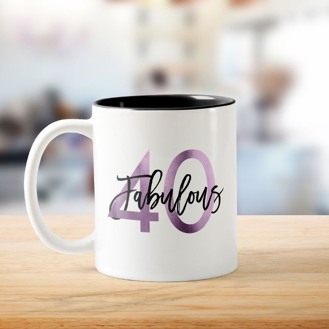Tasse 2 Couleurs Fabuleux 40e | Moderne Chic Lilac Purple Anniversa (Créateur téléchargé)