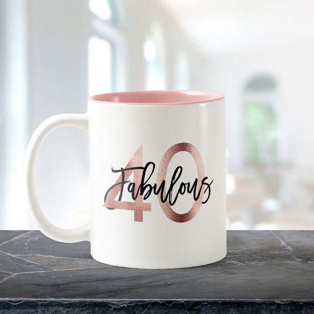 Tasse 2 Couleurs Fabuleux 40e | Moderne Elegant Rose Gold Anniversa (Créateur téléchargé)