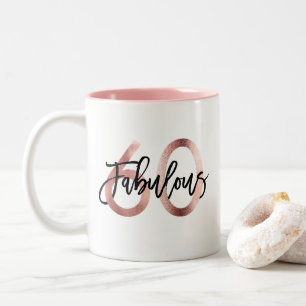 Tasse 2 Couleurs Fabuleux 60e   Moderne Elegant Rose Gold Anniversa