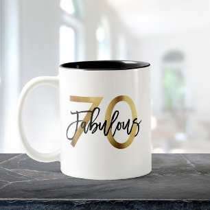 Tasse 2 Couleurs Fabuleux 70e   Anniversaire d'or chic moderne
