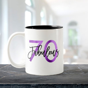 Tasse 2 Couleurs Fabuleux 70e   Anniversaire moderne élégant violet