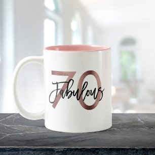 Tasse 2 Couleurs Fabuleux 70e   Moderne Elegant Rose Gold Anniversa