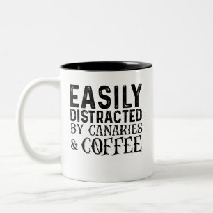 Tasse 2 Couleurs Facilement Distrait Par Canaries Et Café