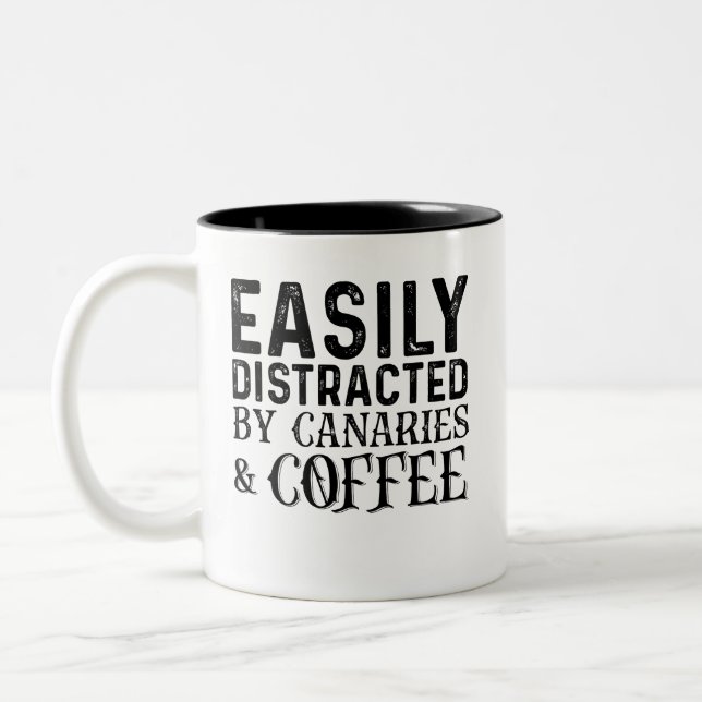 Tasse 2 Couleurs Facilement Distrait Par Canaries Et Café (Gauche)