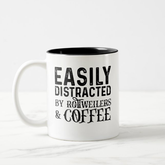Tasse 2 Couleurs Facilement Distrait Par Les Rottweilers Et Café (Gauche)
