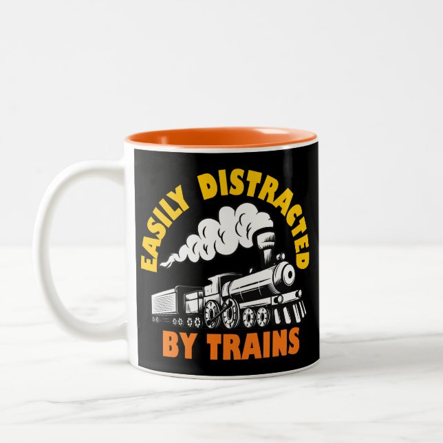 Tasse 2 Couleurs Facilement Distrait Par Les Trains (Gauche)