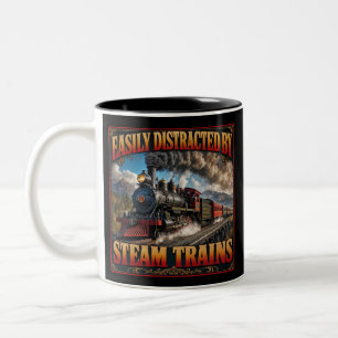 Tasse 2 Couleurs Facilement Distrait Par Les Trains À Vapeur
