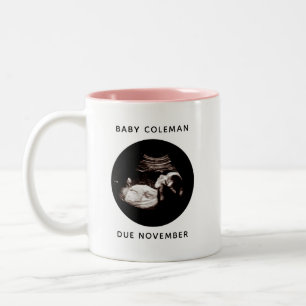 Tasse 2 Couleurs Faire-part de grossesse Bébé Fille Sonogramme Phot