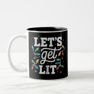 Tasse 2 Couleurs Faisons la fête avec des lumières de Noël en forme