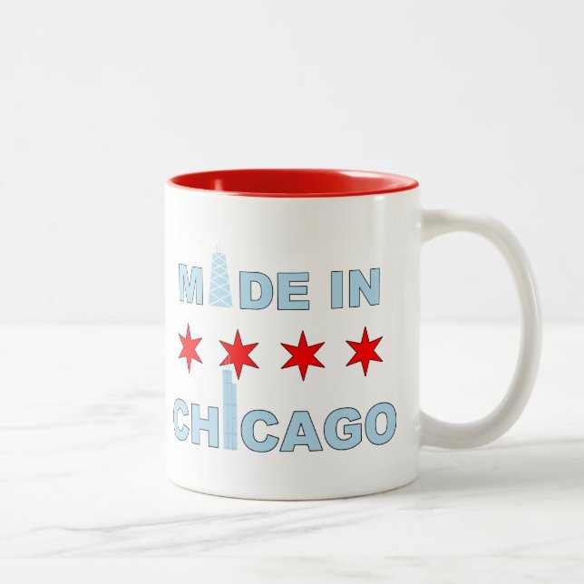 Tasse 2 Couleurs Fait à Chicago, Illinois (Droit)