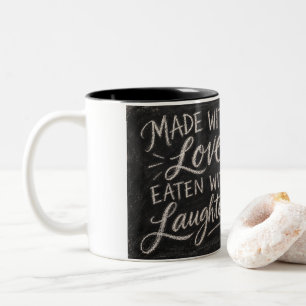 Tasse 2 Couleurs Fait Avec Amour, Mangé Avec Rire