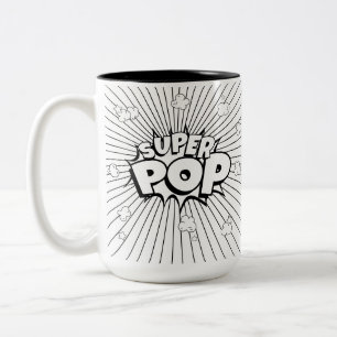 Tasse 2 Couleurs Faites-le vous-même ! SUPER POP ! noir et blanc Pu