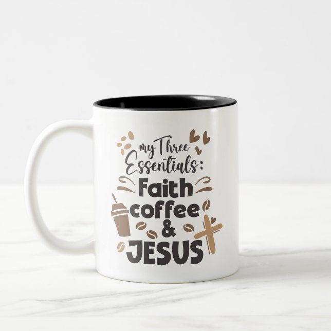 Tasse 2 Couleurs Faith Café et Jésus Essentials Religieux (Gauche)