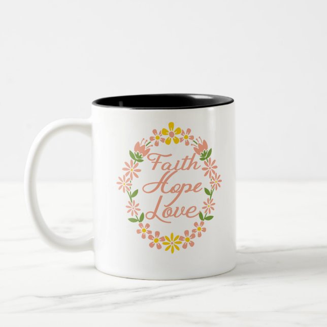 Tasse 2 Couleurs Faith Hope Love (Gauche)