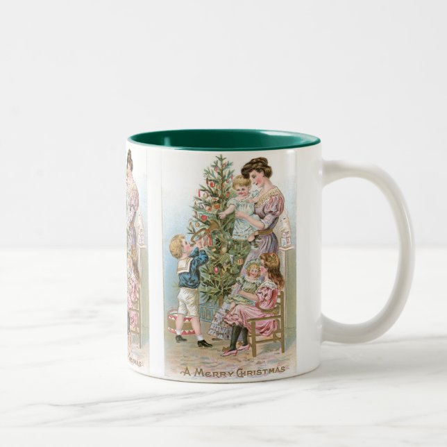 Tasse 2 Couleurs Famille avec arbre de Noël (Droit)