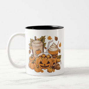 Tasse 2 Couleurs Famille d'automne Halloween Thanksgiving Mignon Au