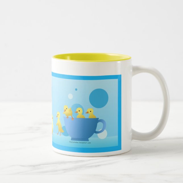 Tasse 2 Couleurs Famille de canard (Droit)
