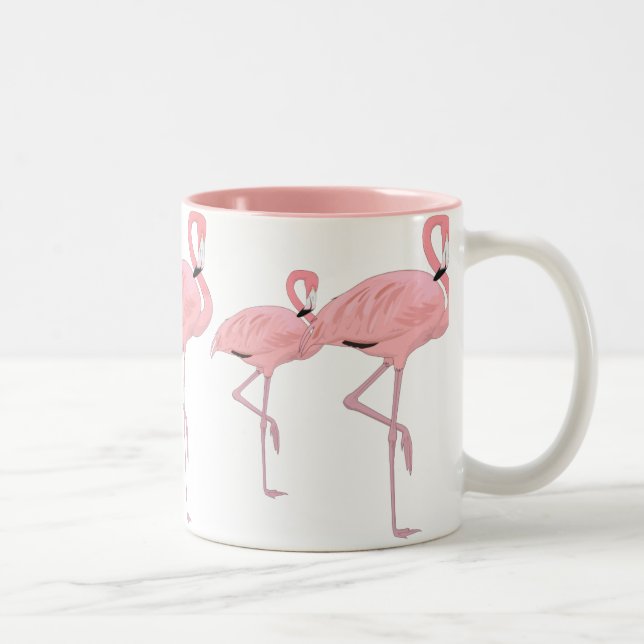 Tasse 2 Couleurs Famille de flamants roses (Droit)