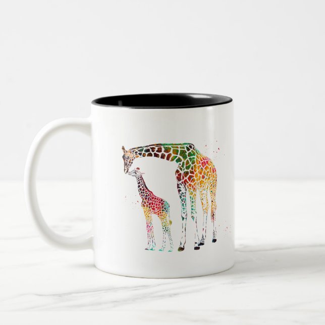 Tasse 2 Couleurs Famille de girafes (Gauche)