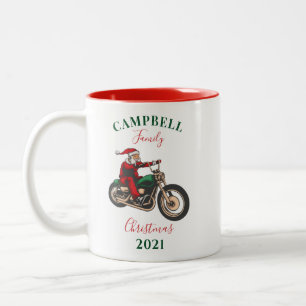 Tasse 2 Couleurs Famille de Motards de Noël Personnalisée