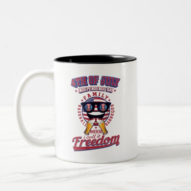Tasse 2 Couleurs Famille du 4 juillet (Gauche)