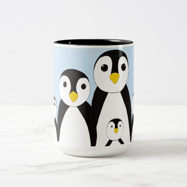 Tasse 2 Couleurs Famille Pingouin mignonne (Centre)