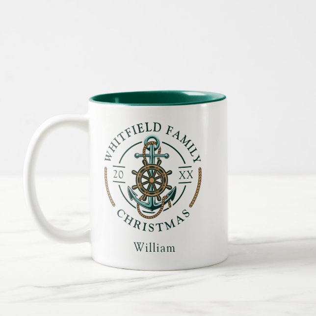 Tasse 2 Couleurs Famille Réunion Nautique Noël (Gauche)