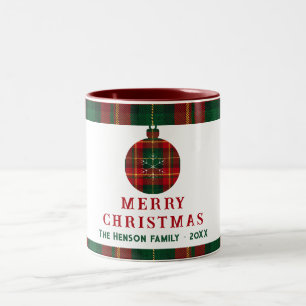 Tasse 2 Couleurs Famille Tartan Tartare Rouge Vert Noël Vintage