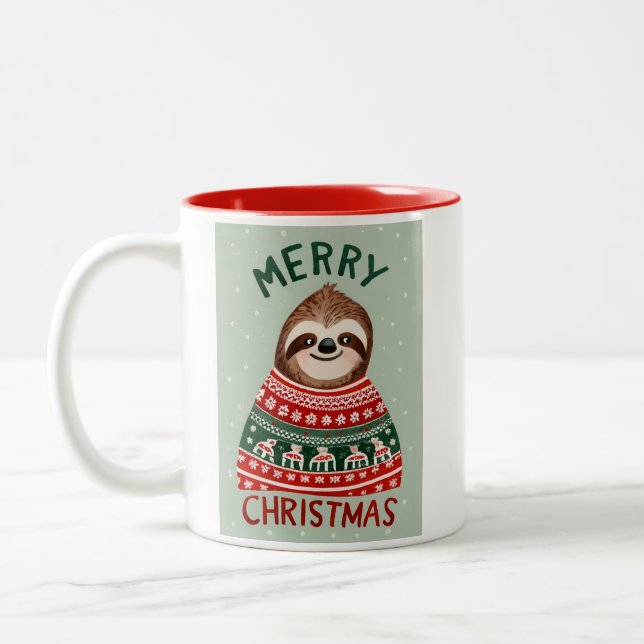 Tasse 2 Couleurs Fantaisie Avec Chandail De Noël (Gauche)