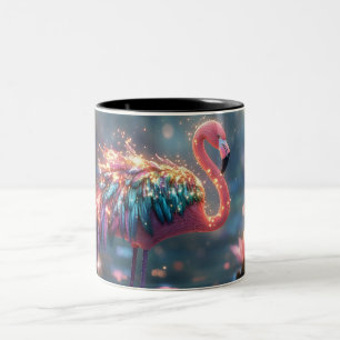 Tasse 2 Couleurs Fantaisie de flamant magique avec plume colorée