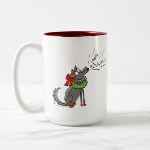Tasse 2 Couleurs Fantaisie Loup Noël Joyeux Howlidays Holiday