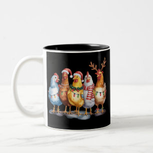 Tasse 2 Couleurs Fantaisie poulets de Noël Lumières de la ferme Ani