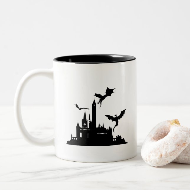 Tasse 2 Couleurs Fantaisie Vintage Dragon  (Avec donut)