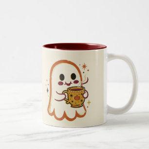 Tasse 2 Couleurs Fantôme Rétro Mignon Buvant du Café Vintage Épouva