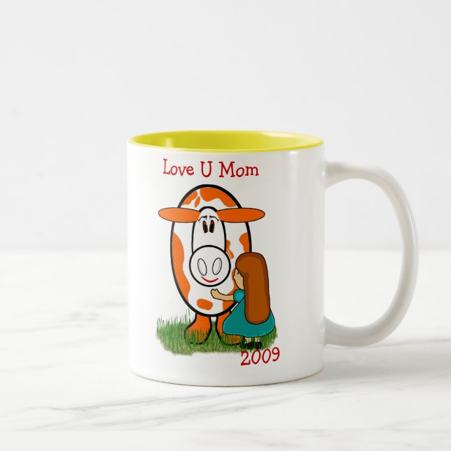 Tasse 2 Couleurs Farm Cow Love U Maman (Droit)