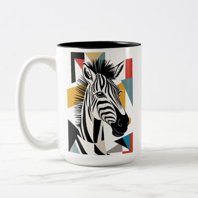 Tasse 2 Couleurs Faune africaine de Zèbre géométrique cool (Gauche)