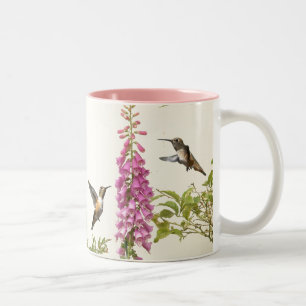 Tasse 2 Couleurs Faune animale d'oiseau de colibri florale