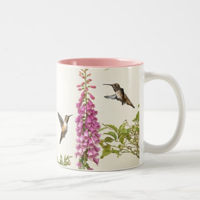 Tasse 2 Couleurs Faune animale d'oiseau de colibri florale (Droit)