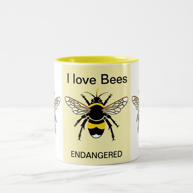 Tasse 2 Couleurs Faune - I love BEES - Nature - Jaune - (Centre)