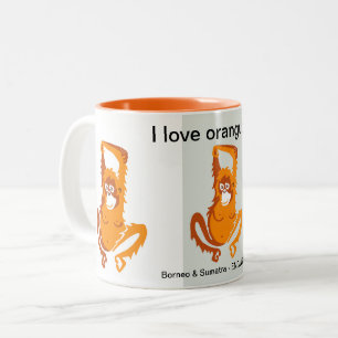 Tasse 2 Couleurs Faune - J'aime Orangutans - Amoureux des animaux -