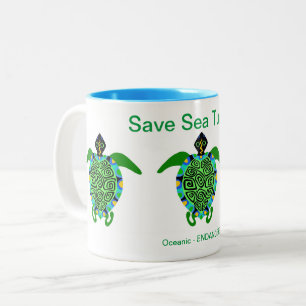 Tasse 2 Couleurs Faune - Save Sea TURTLES - Amoureux des animaux -