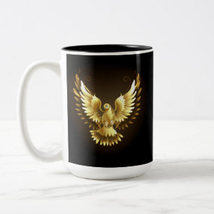 Tasse 2 Couleurs Faux Gold Foil Peace Dove en noir