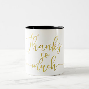 Tasse 2 Couleurs Faux Script Merci Merci Beaucoup Feuille D'Or