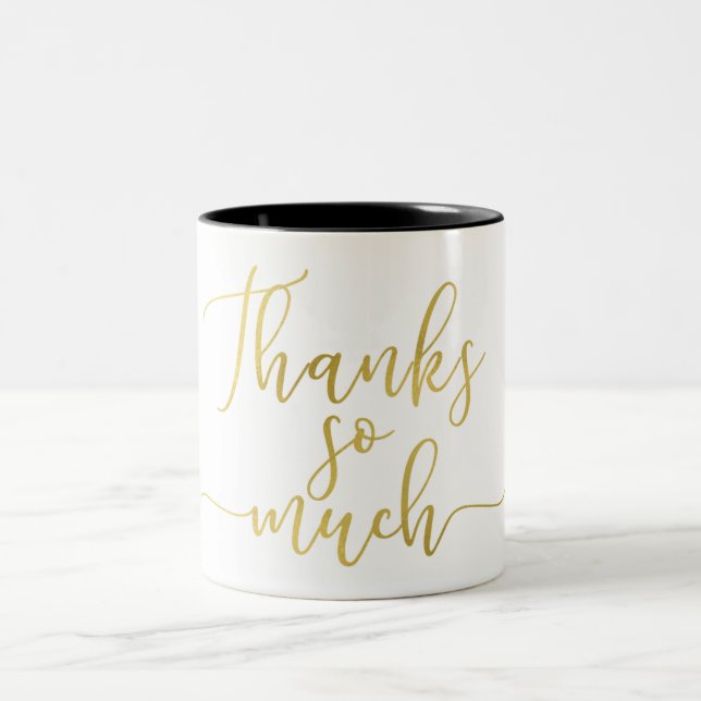 Tasse 2 Couleurs Faux Script Merci Merci Beaucoup Feuille D'Or (Centre)
