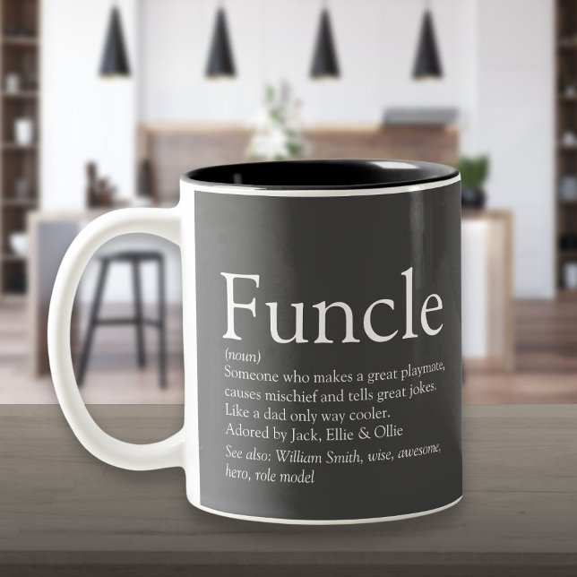 Tasse 2 Couleurs Favori oncle Funcle moderne définition gris (Favourite Funcle Uncle Modern Definition Gray Two-Tone Coffee Mug)
