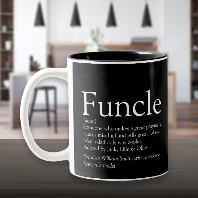 Tasse 2 Couleurs Favori oncle Funcle moderne définition Noir (Favorite Funcle Uncle Modern Definition Black Two-Tone Coffee Mug)