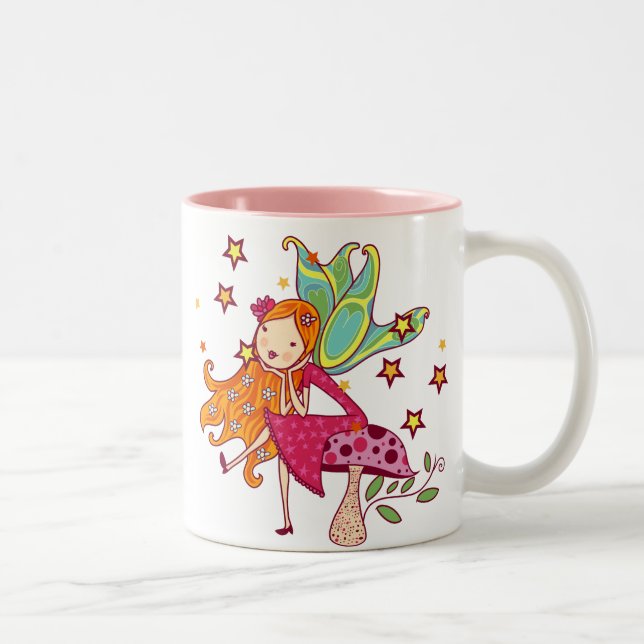Tasse 2 Couleurs Fée de jardin sur le champignon (Droit)